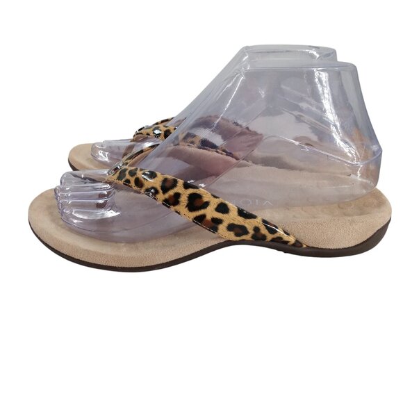 Vionic Davina Leopard Thong Flip Flops Sandals Size 6 Comfort Tan Brown Animal - Picture 4 of 13